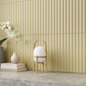 Carrelage mural cannelé effet tasseaux kaki mate - 10x40 - Reeded khaki matt