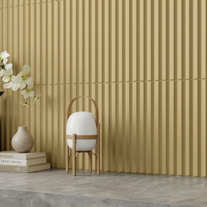 Carrelage relief 3D amande mate - 10x40 - V-ribbed khaki matt