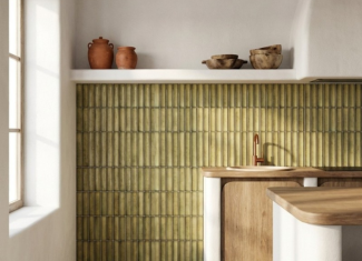 Carrelage mural cannelé brillant vert Kaki – 11,5×23 – Khaki