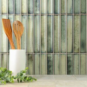 Carrelage mural cannelé brillant vert sauge - 11,5x23 - Salvia