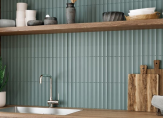 Carrelage cannelé bleu turquoise – 11,5×23 – Scuda Blue