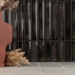 Carrelage mural cannelé brillant noir - 11,5x23 - Black