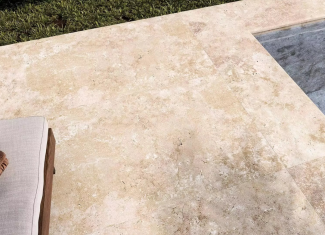 Carrelage effet pierre travertin beige – 120×120 – Antalya