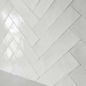 Faïence effet zellige blanc brillant - 6,5x25 cm - Artic