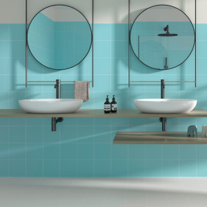 Carrelage sol et mur bleu azur mate - 20x20 - Sea