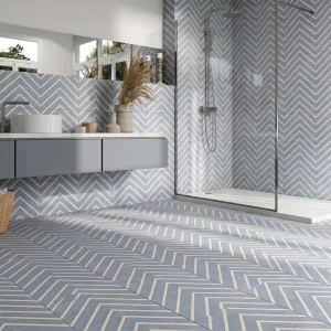 Carrelage sol et mur effet ciment bleu pastel -  20x20 - Decor Blue One